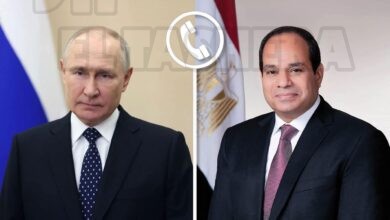 السيسي وبوتين يؤكدان ضرورة حل النزاع الإسرائيلي الفلسطيني على أساس حل الدولتين والوقف الفوري لإطلاق النار